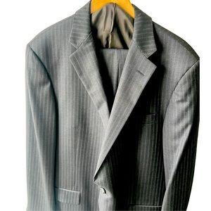 Hickey Freeman suit Jacket and pants. Grey pinstripe.  48 long jacket. 40 pants